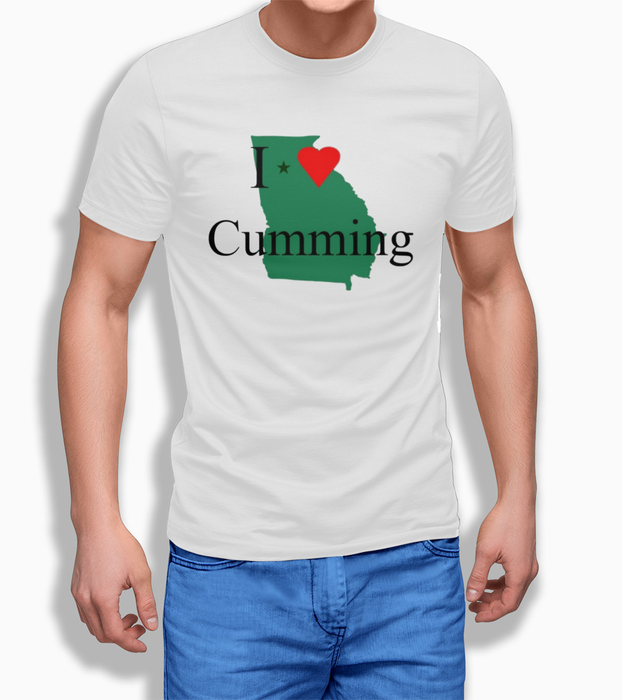 I Love Cumming Georgia Map With Heart And Star T-Shirt