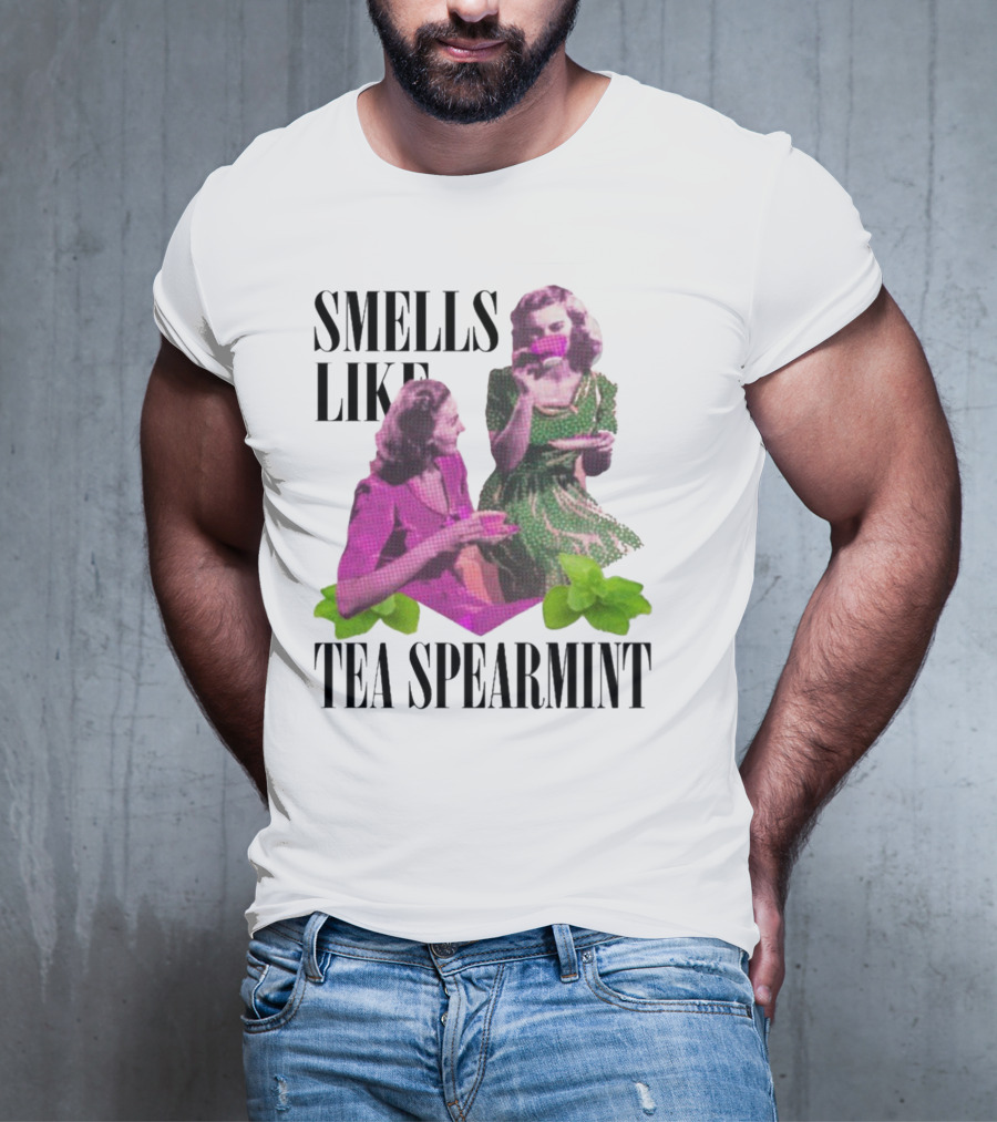 Smells Like Tea Spearmint Retro Women Green Pink Cups T-Shirt