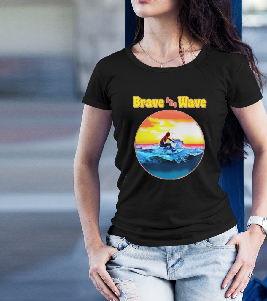 Brave The Wave Surfer At Sunset T-Shirt