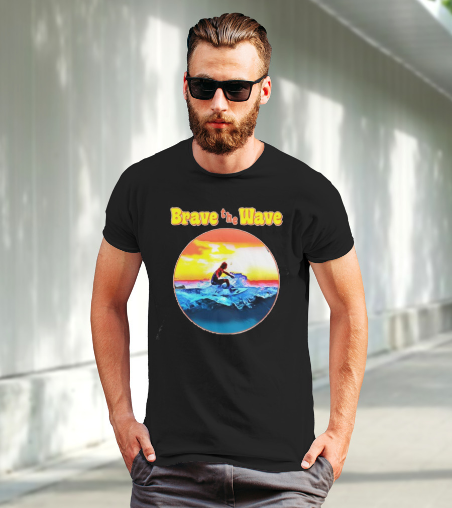 Brave The Wave Surfer At Sunset T-Shirt