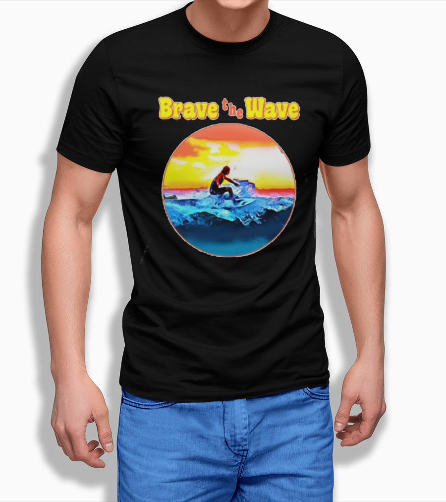 Brave The Wave Surfer At Sunset T-Shirt