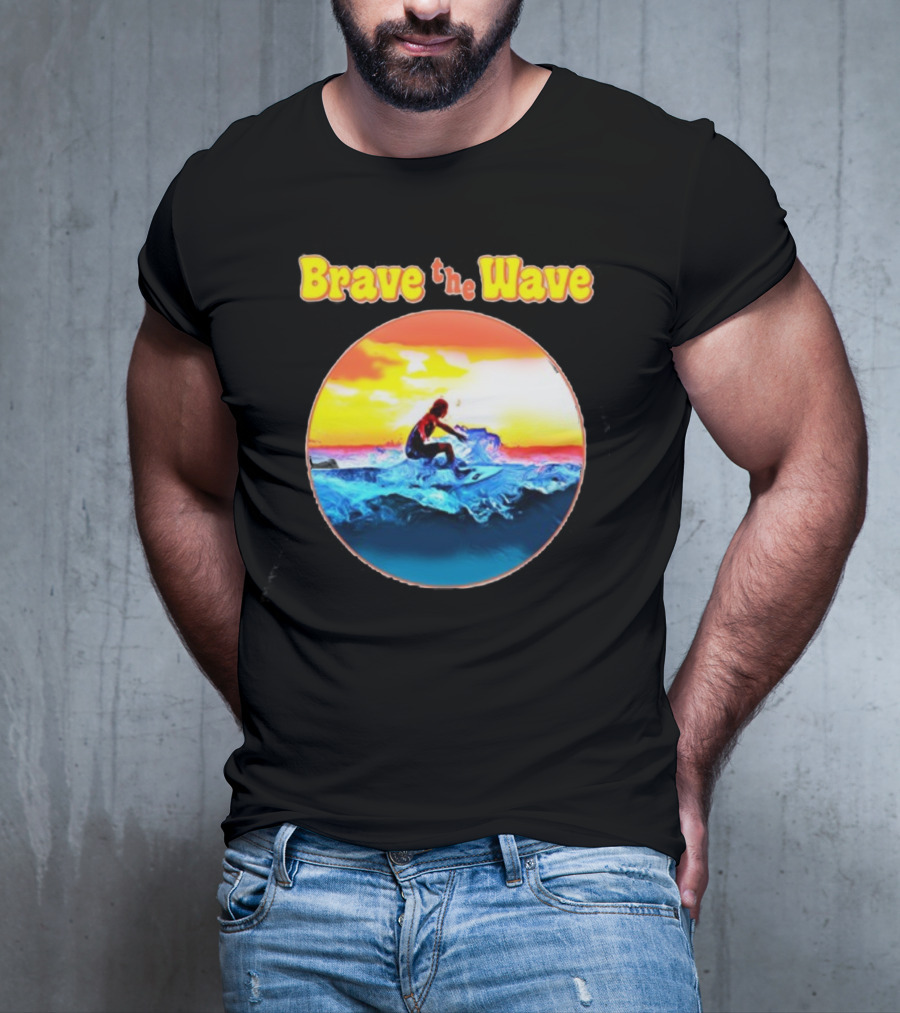 Brave The Wave Surfer At Sunset T-Shirt