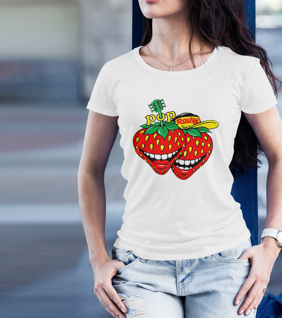 Pop Rocky Strawberry Guitar Grin T-Shirt