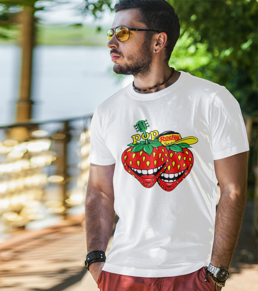 Pop Rocky Strawberry Guitar Grin T-Shirt