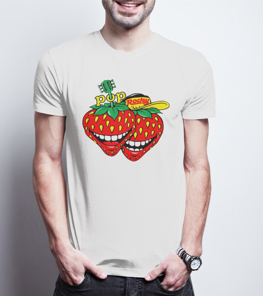 Pop Rocky Strawberry Guitar Grin T-Shirt
