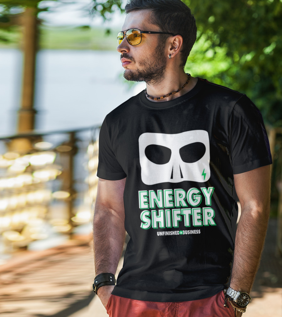 Energy Shifter Unfinished Business Mask With Lightning Bolt T-Shirt