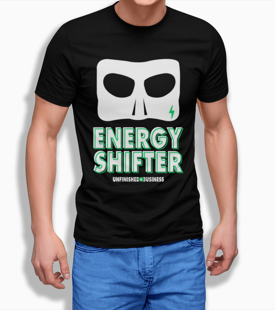 Energy Shifter Unfinished Business Mask With Lightning Bolt T-Shirt