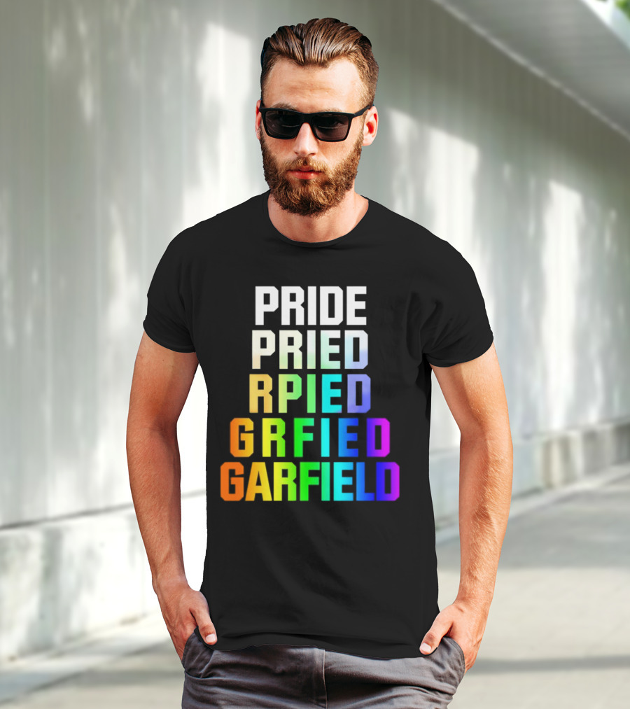 Pride Rainbow Garfield Parody Text Evolution T-Shirt