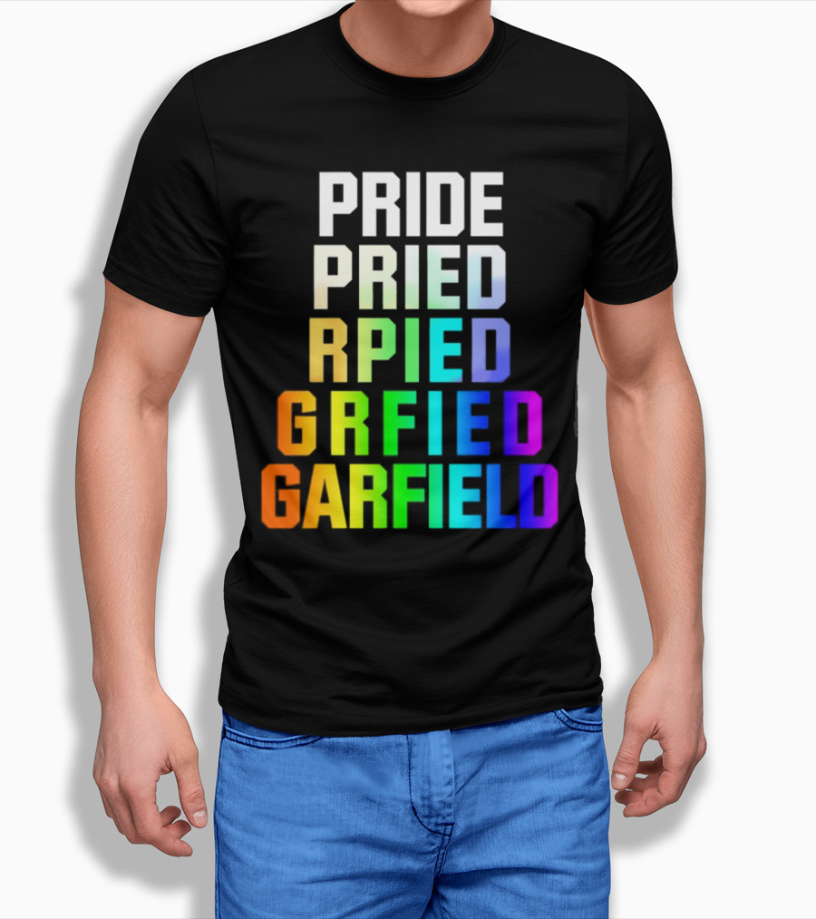 Pride Rainbow Garfield Parody Text Evolution T-Shirt