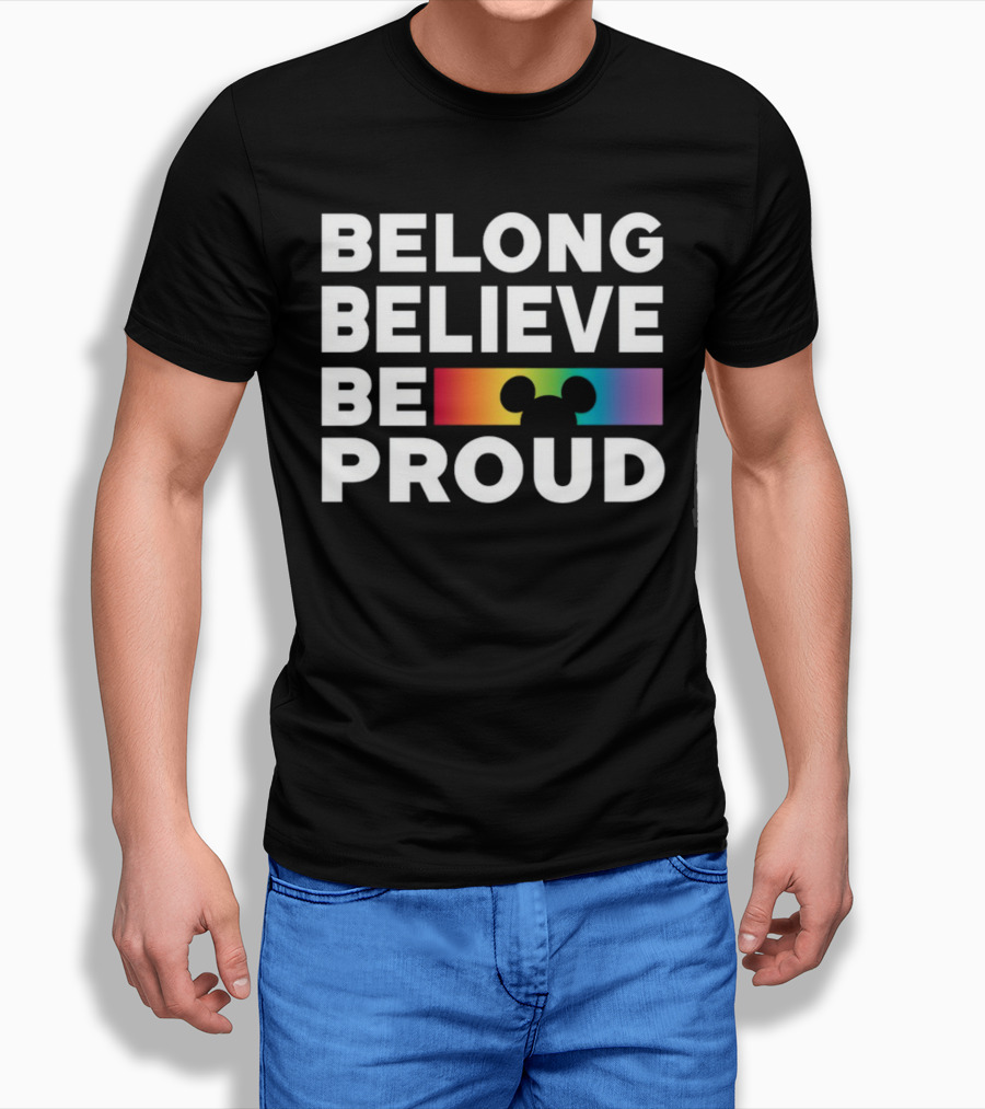 Belong Believe Be Proud Rainbow Mickey T-Shirt