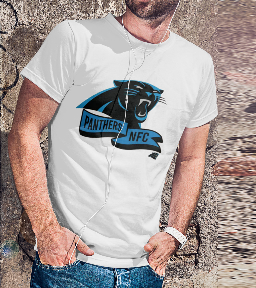 Men's Carolina Panthers New Era Cream Sideline Chrome Logo Panthers NFC T-Shirt