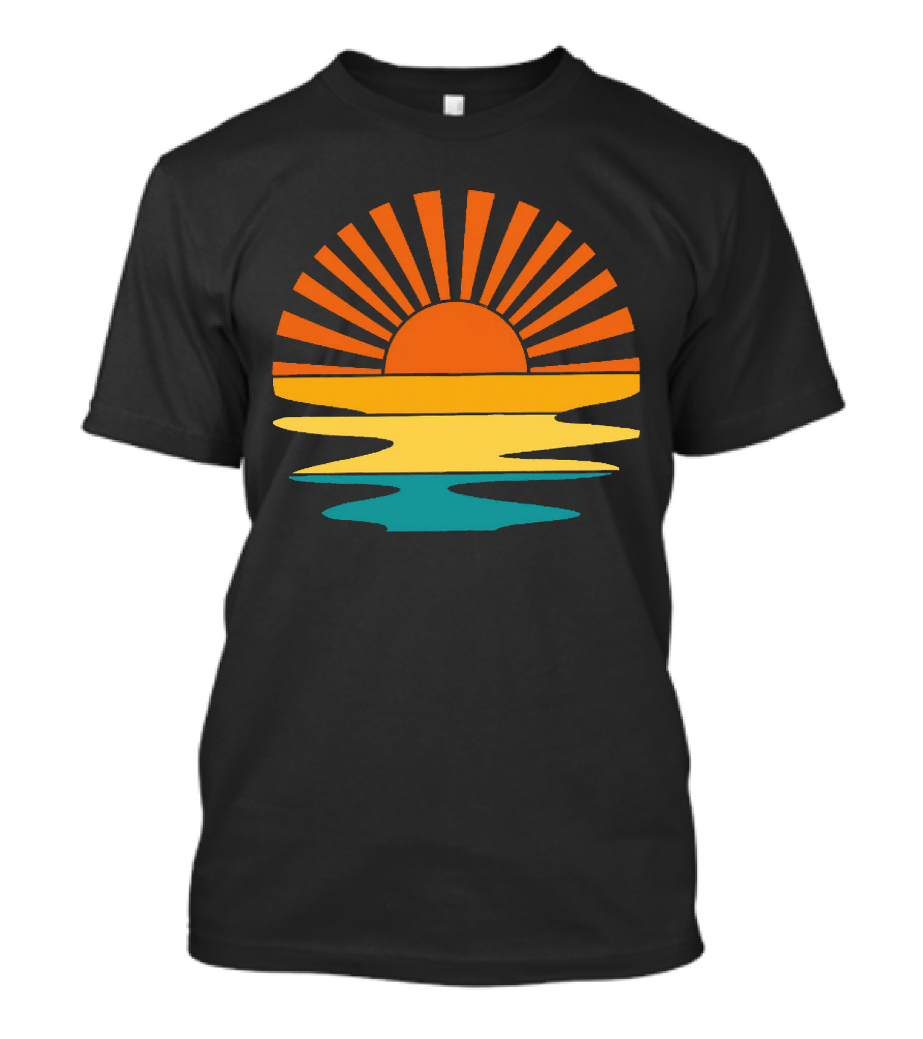 Retro Sunset Rays Wavy Vintage Sunshine Sunburst Ocean Horizon T-Shirt