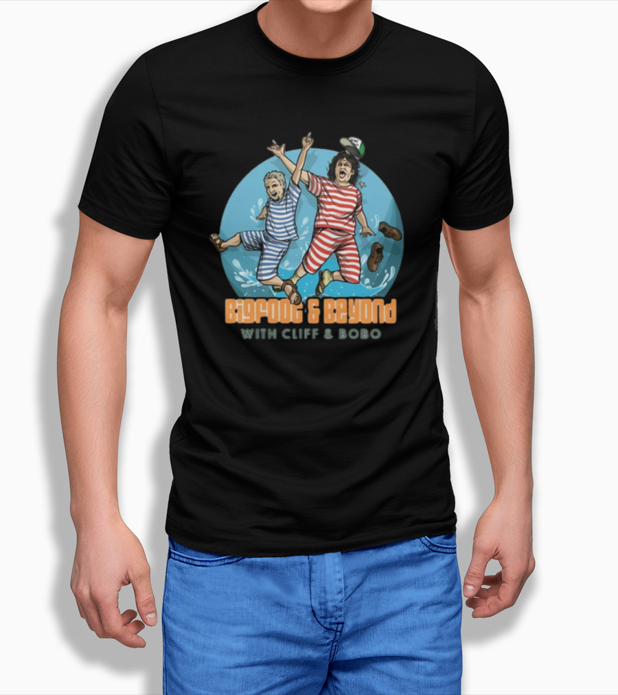 Bigfoot And Beyond With Cliff And Bobo Striped Jumpsuits Joyful Leap T-Shirt