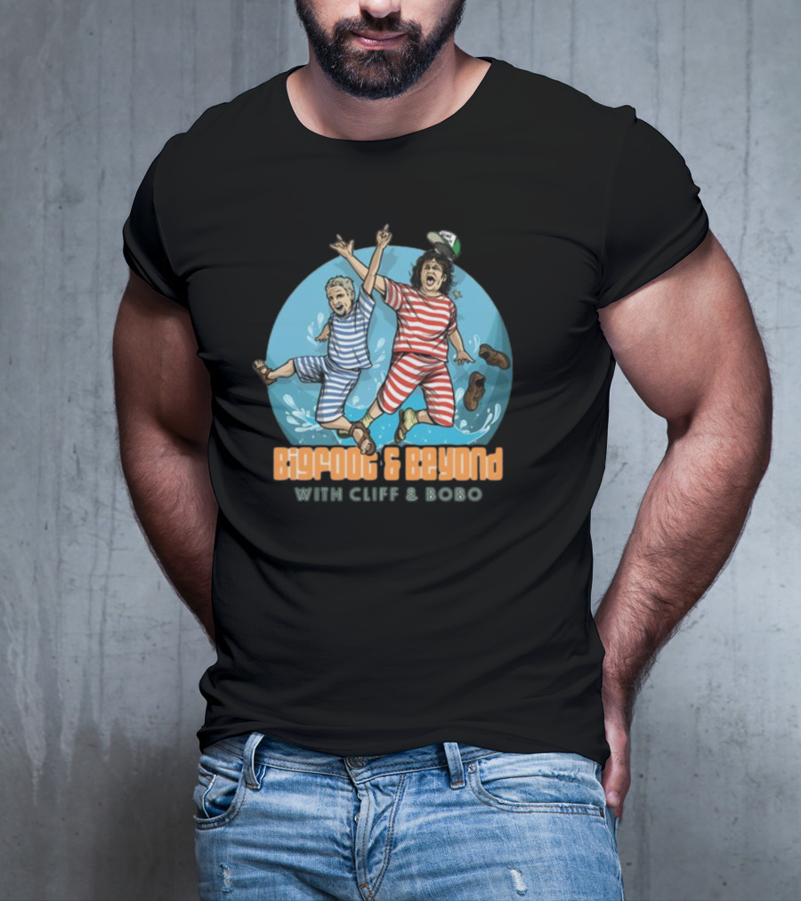 Bigfoot And Beyond With Cliff And Bobo Striped Jumpsuits Joyful Leap T-Shirt