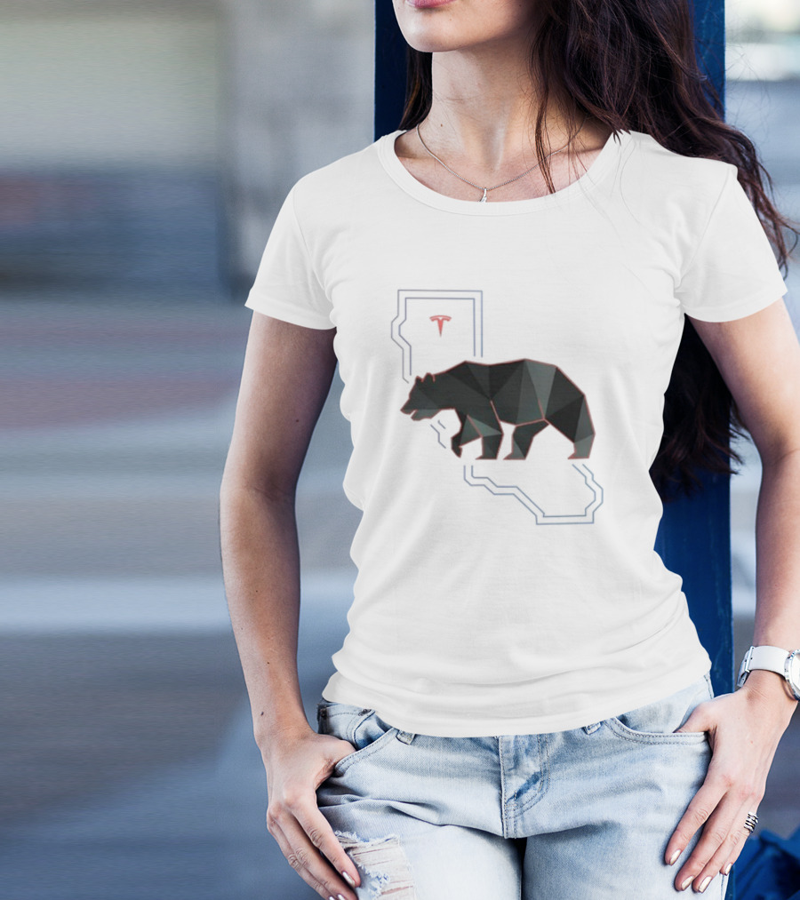 California Tech Bear Silhouette Tesla Outline T-Shirt