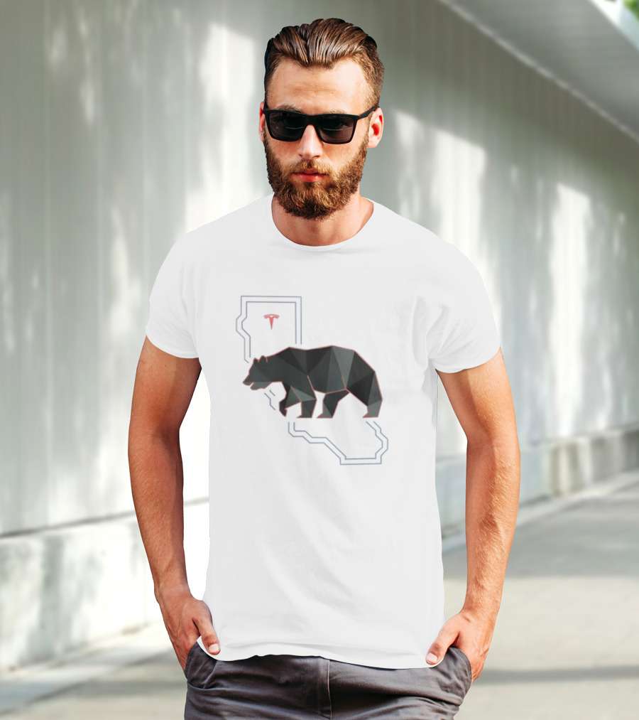 California Tech Bear Silhouette Tesla Outline T-Shirt