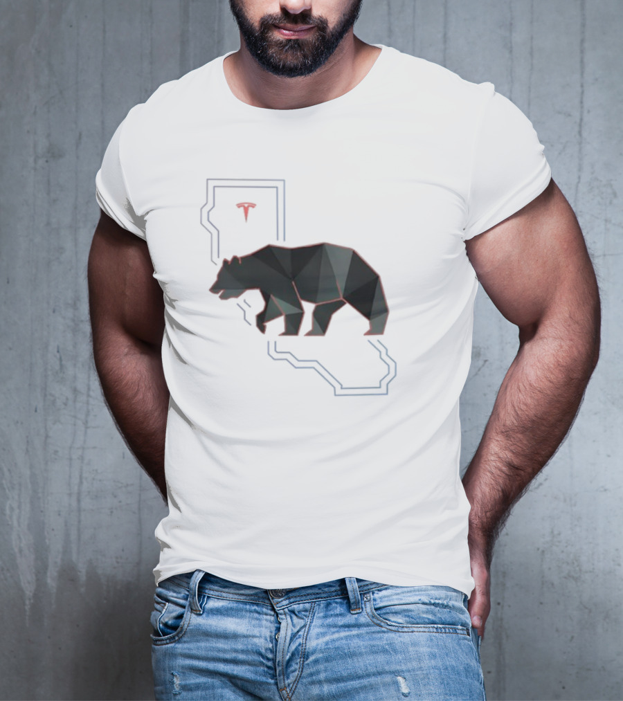 California Tech Bear Silhouette Tesla Outline T-Shirt