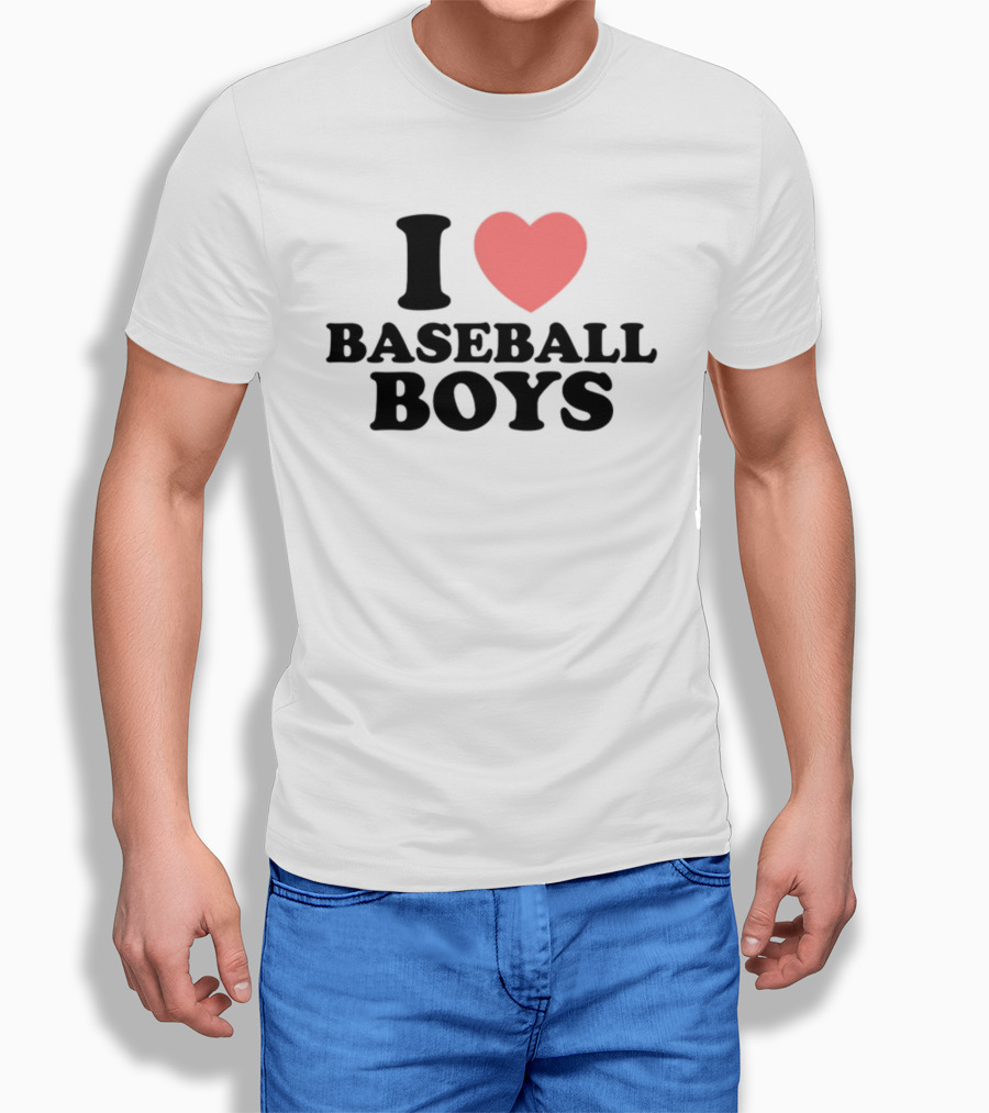 Gabb Goudy I Love Baseball Boys Red Heart Text T-Shirt