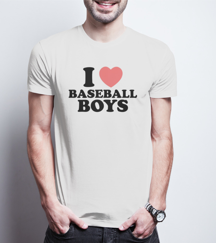 Gabb Goudy I Love Baseball Boys Red Heart Text T-Shirt