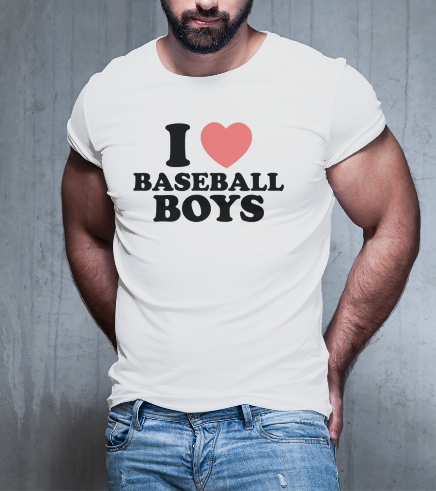 Gabb Goudy I Love Baseball Boys Red Heart Text T-Shirt