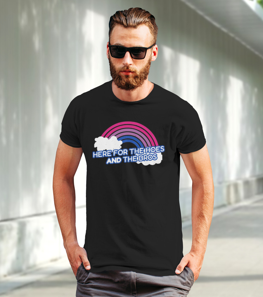 Here For The Hoes And The Bros Rainbow Clouds T-Shirt