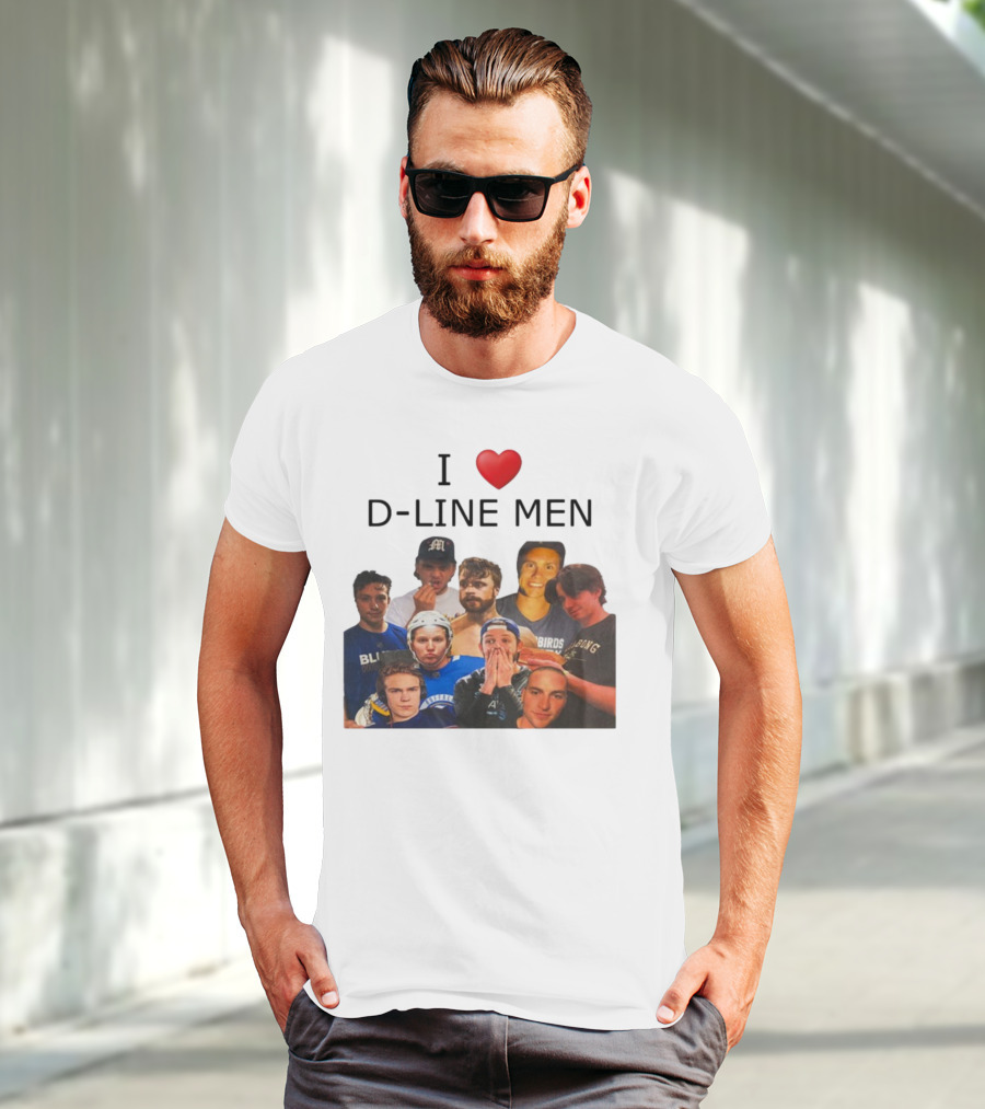 I ❤️ D-Line Men Blues Birds Sports Team Players T-Shirt