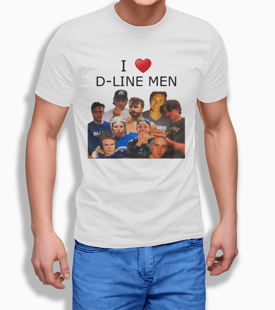I ❤️ D-Line Men Blues Birds Sports Team Players T-Shirt