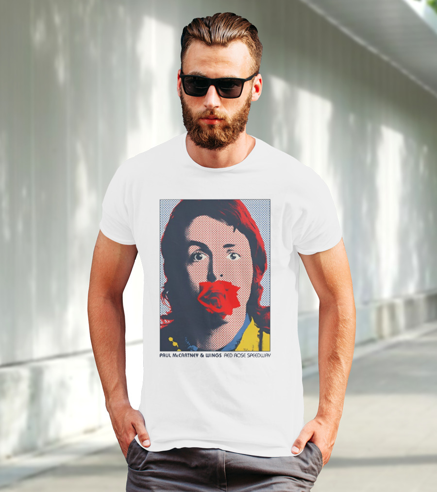 Paul McCartney And Wings Red Rose Speedway Pop Art Pixel Photo T-Shirt