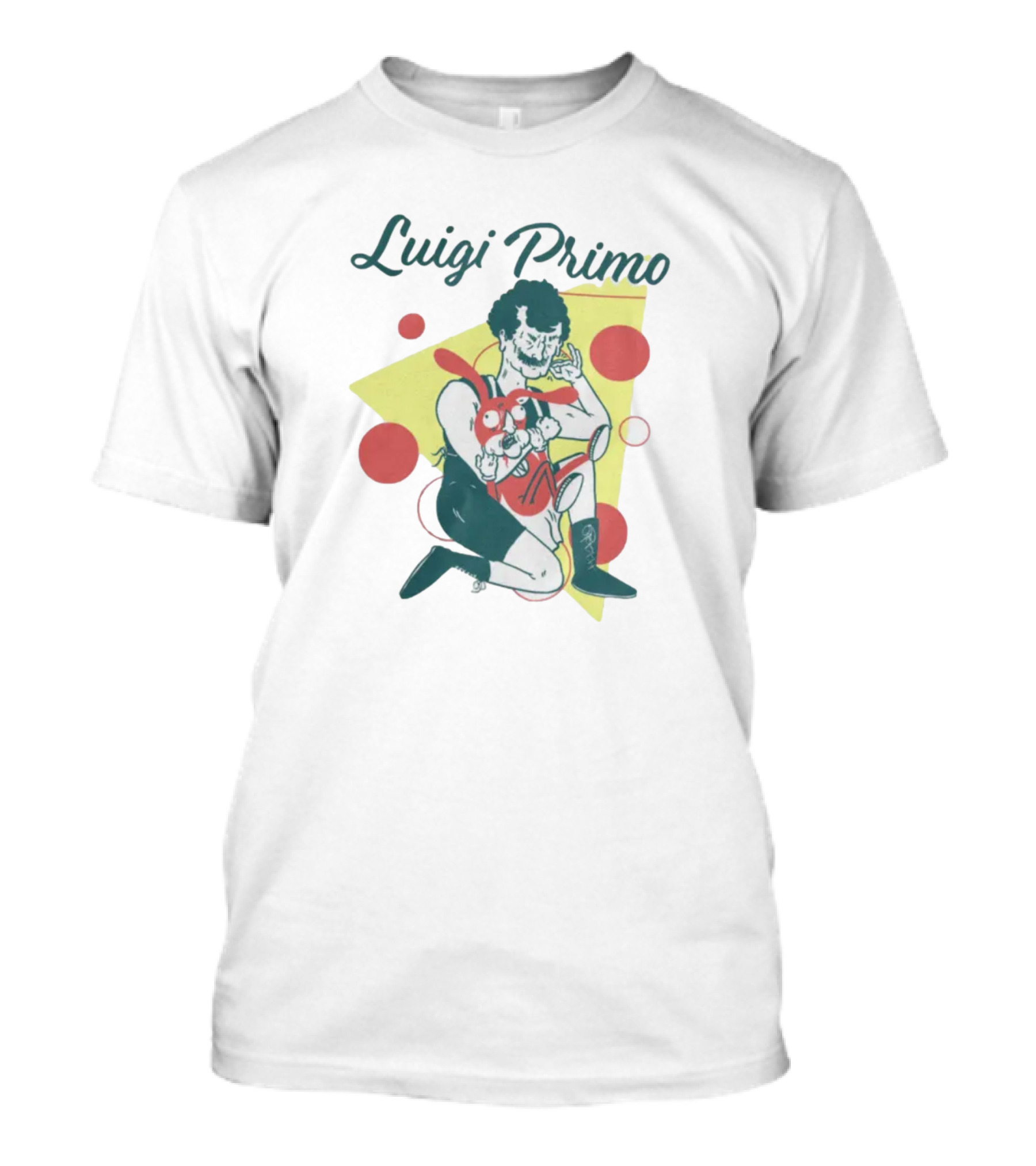 Luigi Primo Wrestling With Cartoon Rabbit Character T-Shirt