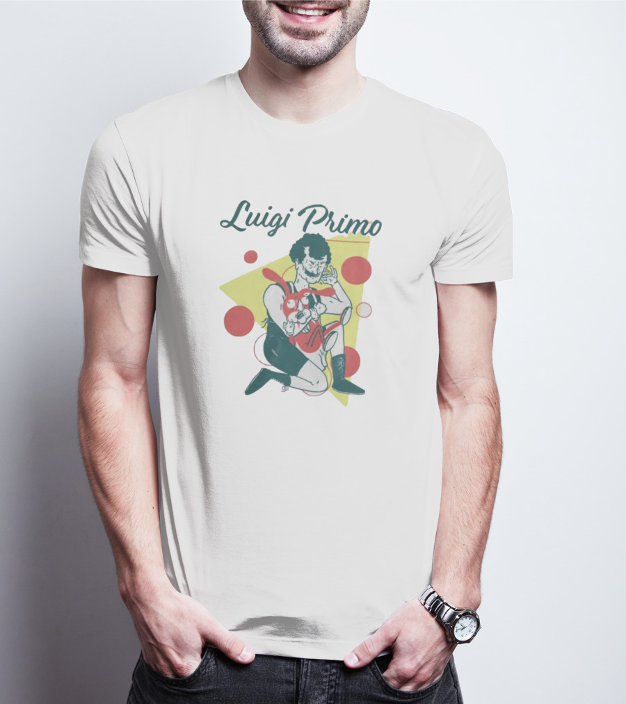 Luigi Primo Wrestling With Cartoon Rabbit Character T-Shirt