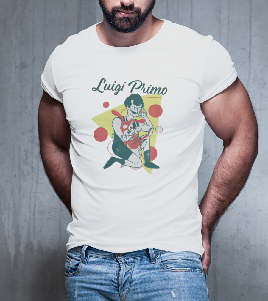 Luigi Primo Wrestling With Cartoon Rabbit Character T-Shirt