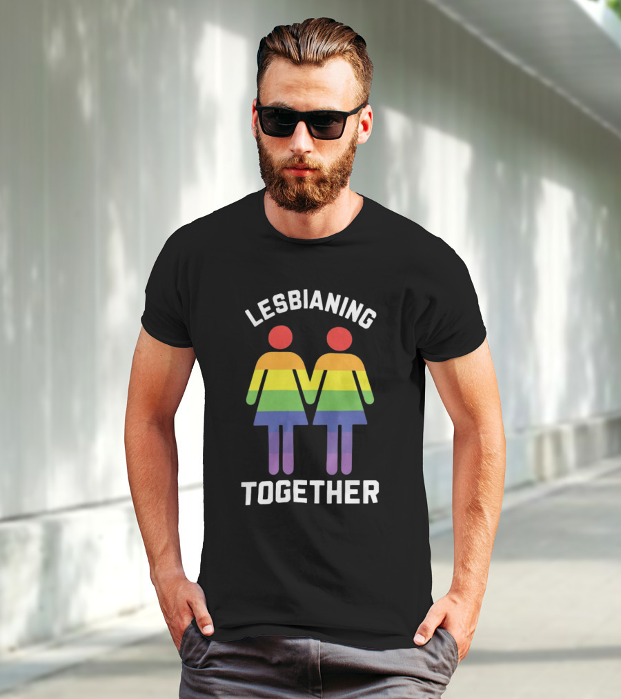 Lesbianing Together Rainbow Figures Holding Hands T-Shirt