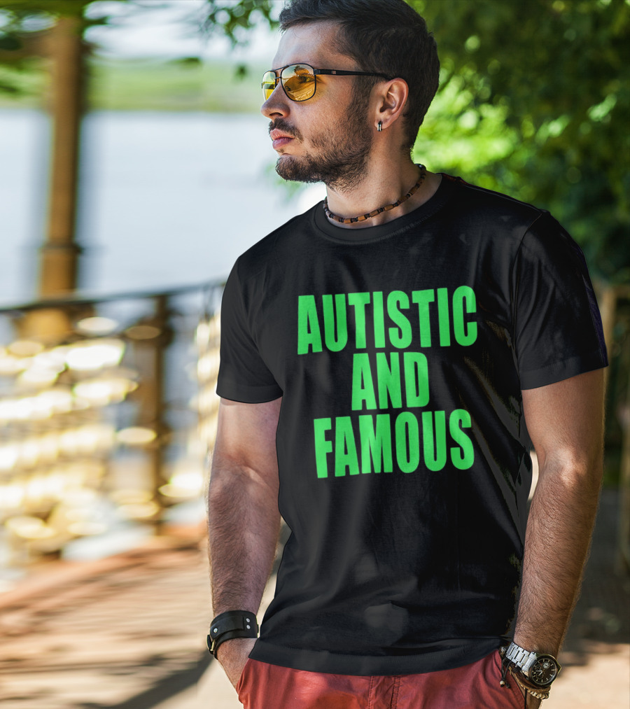 Neopunkxhazheart Autistic And Famous Glow-In-The-Dark Text T-Shirt