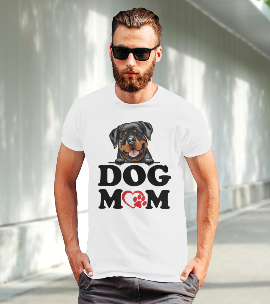 Rottweiler Dog Mom Heart Paw Design For Rottweiler Stickers Enthusiasts T-Shirt