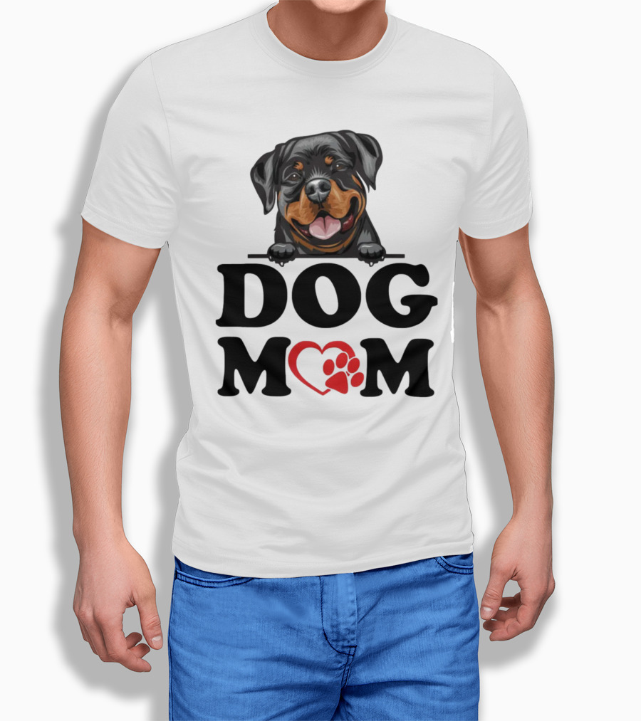 Rottweiler Dog Mom Heart Paw Design For Rottweiler Stickers Enthusiasts T-Shirt