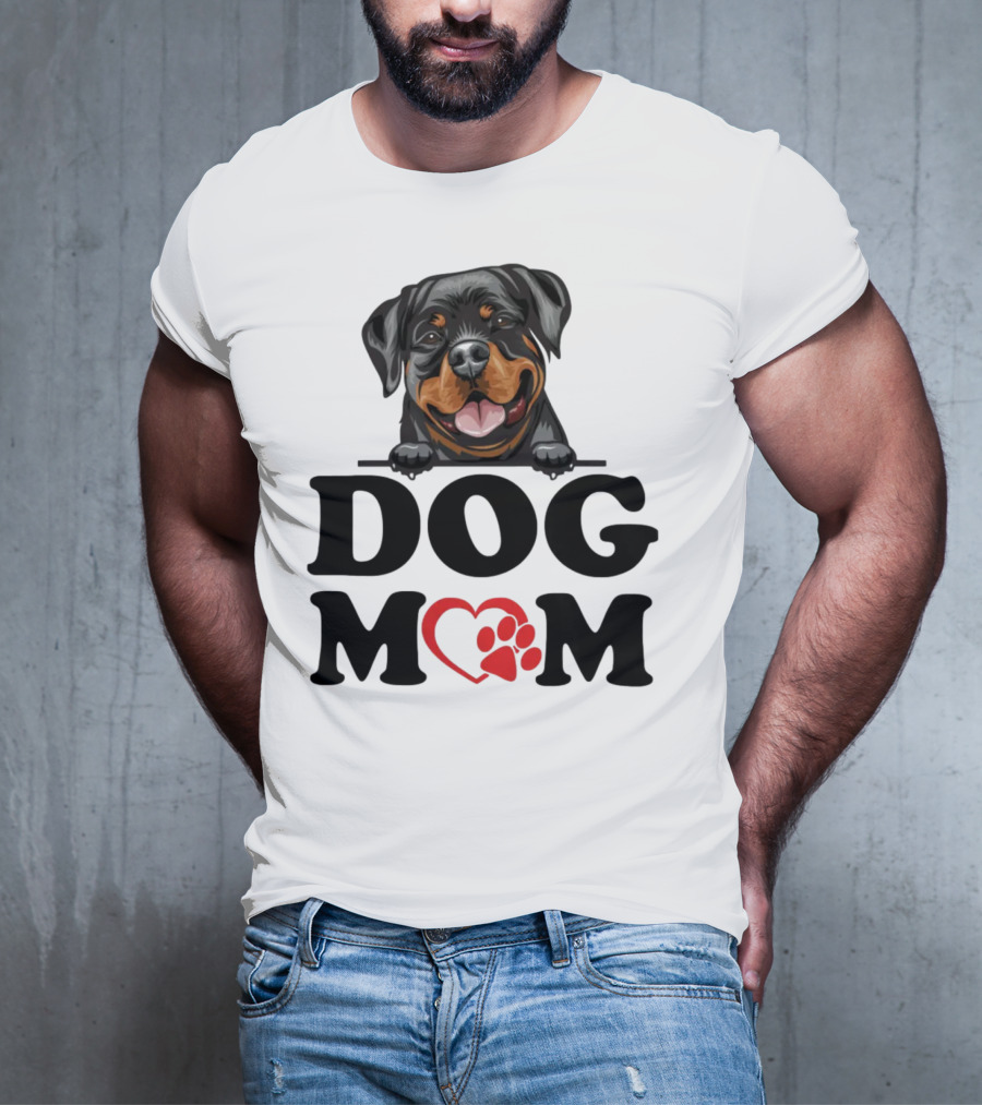 Rottweiler Dog Mom Heart Paw Design For Rottweiler Stickers Enthusiasts T-Shirt