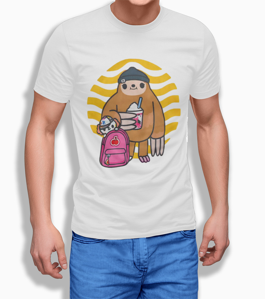 Toca Boca New Custom Prints Store Backpack Sloth With Drink And Hat Ripple T-Shirt