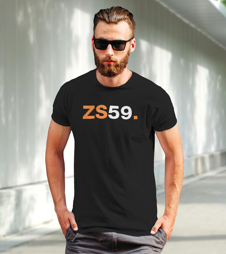 ZS59 Black And Orange Block Text T-Shirt