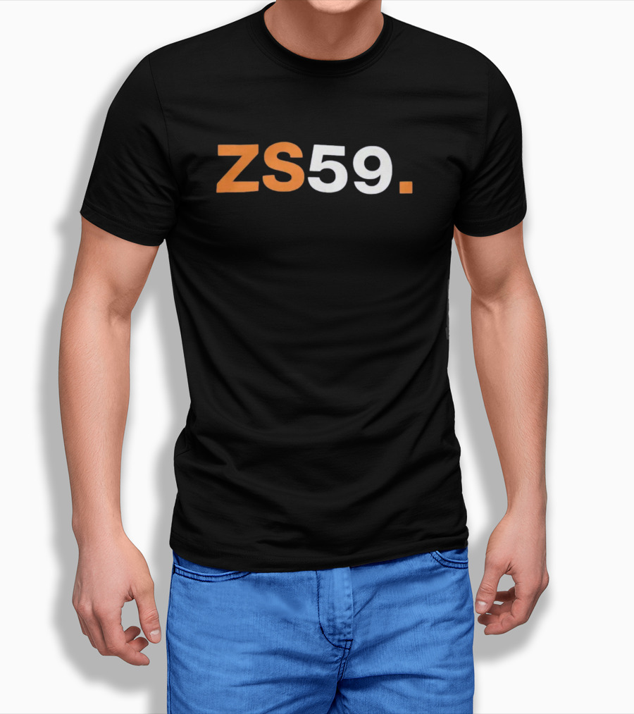 ZS59 Black And Orange Block Text T-Shirt