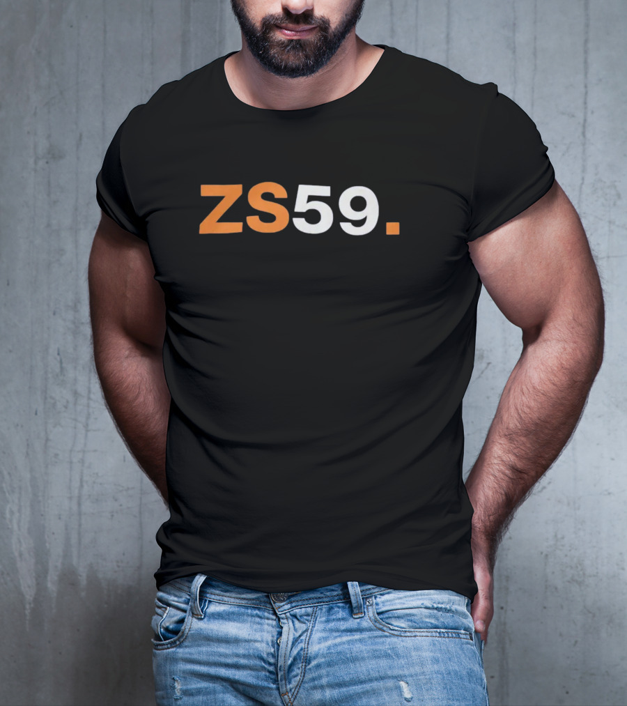 ZS59 Black And Orange Block Text T-Shirt