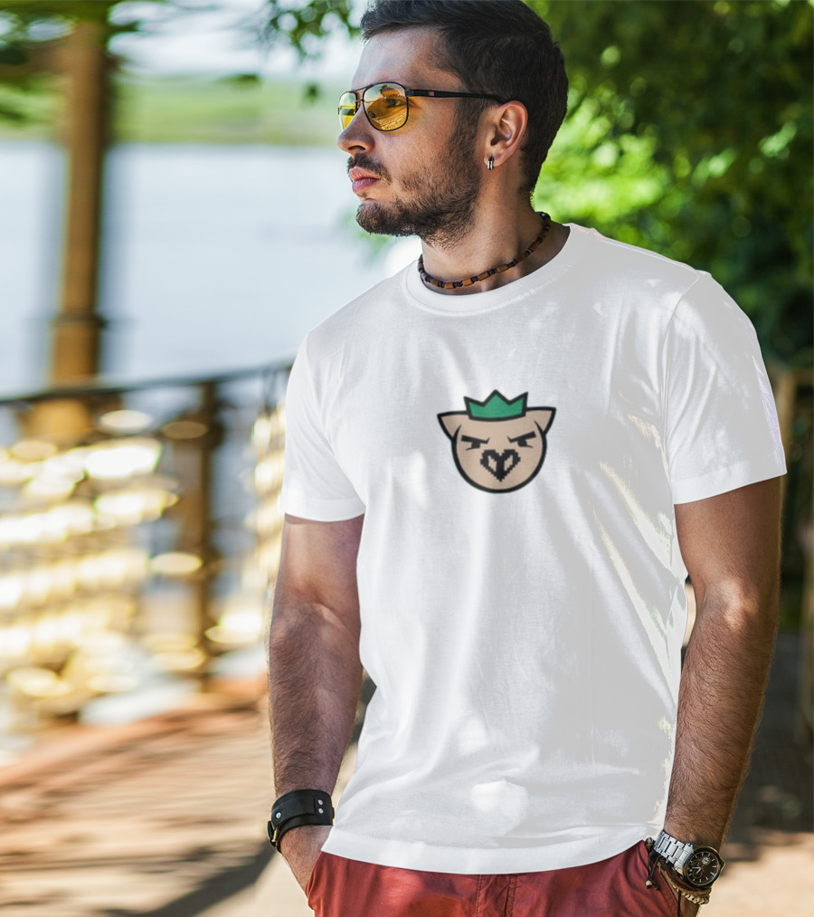 Agro Ph1lza Collaboration Green Crown Pixelated Pig T-Shirt