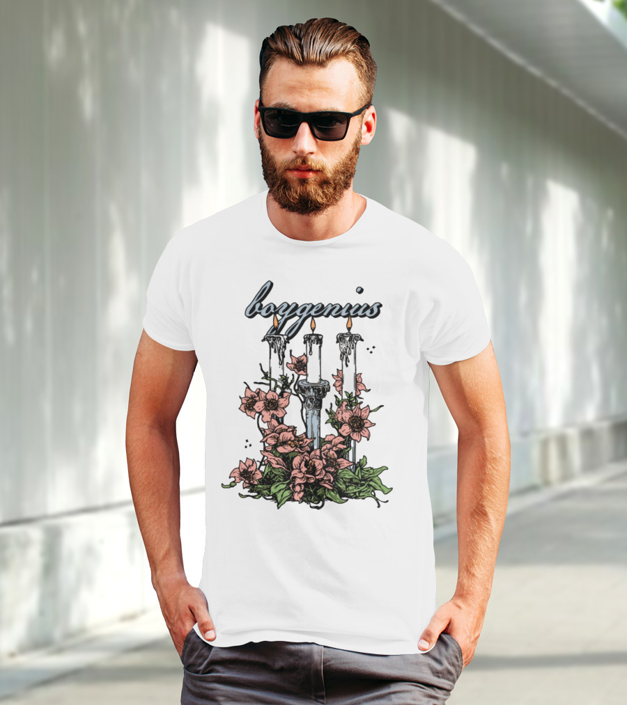 Boygenius Three Candles With Flowers T-Shirt