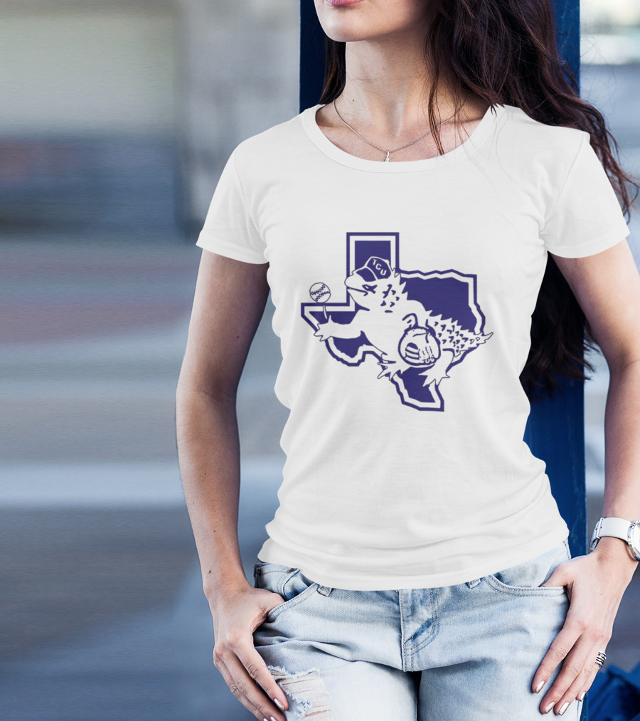 Sickos Committee Texas TCU Horned Frog Mascot Basketball And Football Texas Outline T-Shirt
