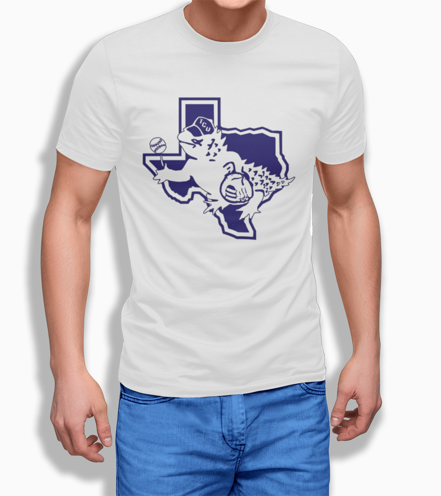Sickos Committee Texas TCU Horned Frog Mascot Basketball And Football Texas Outline T-Shirt