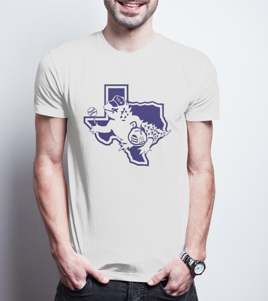 Sickos Committee Texas TCU Horned Frog Mascot Basketball And Football Texas Outline T-Shirt