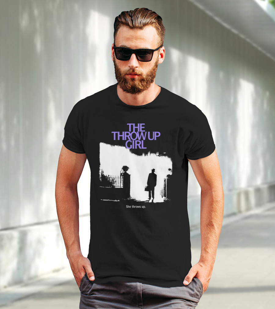 The Throw Up Girl She Throws Up Silhouette Against Gate Background T-Shirt