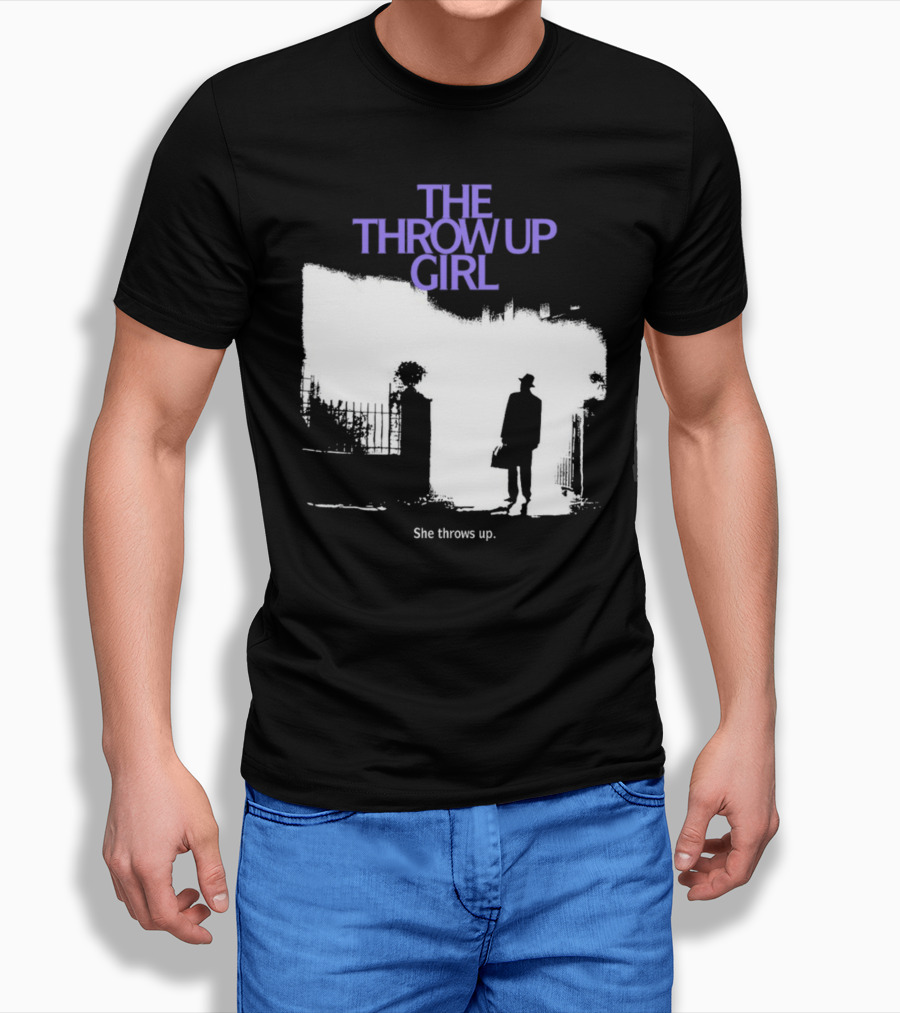 The Throw Up Girl She Throws Up Silhouette Against Gate Background T-Shirt