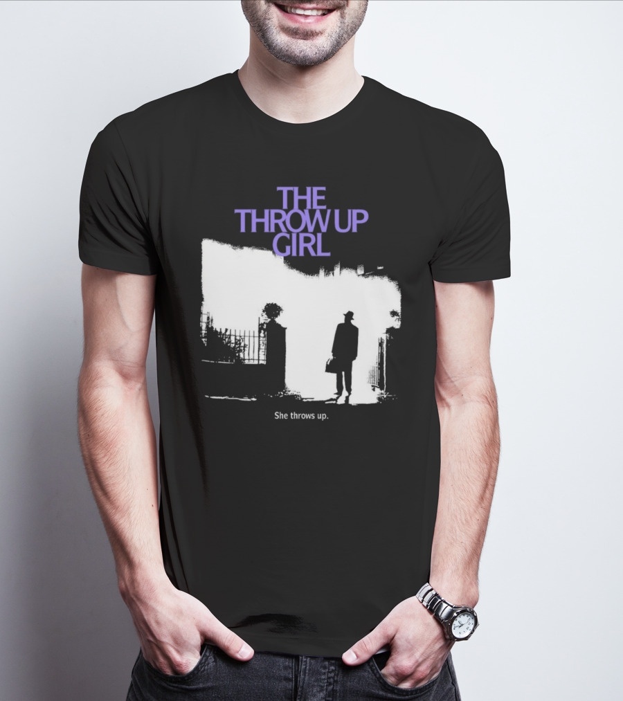 The Throw Up Girl She Throws Up Silhouette Against Gate Background T-Shirt