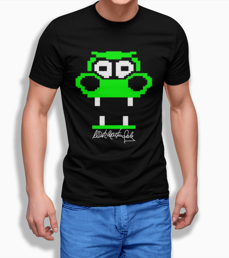 Tic Tac Dough Dragon Wink Martindale Signature Pixelated Green Face T-Shirt