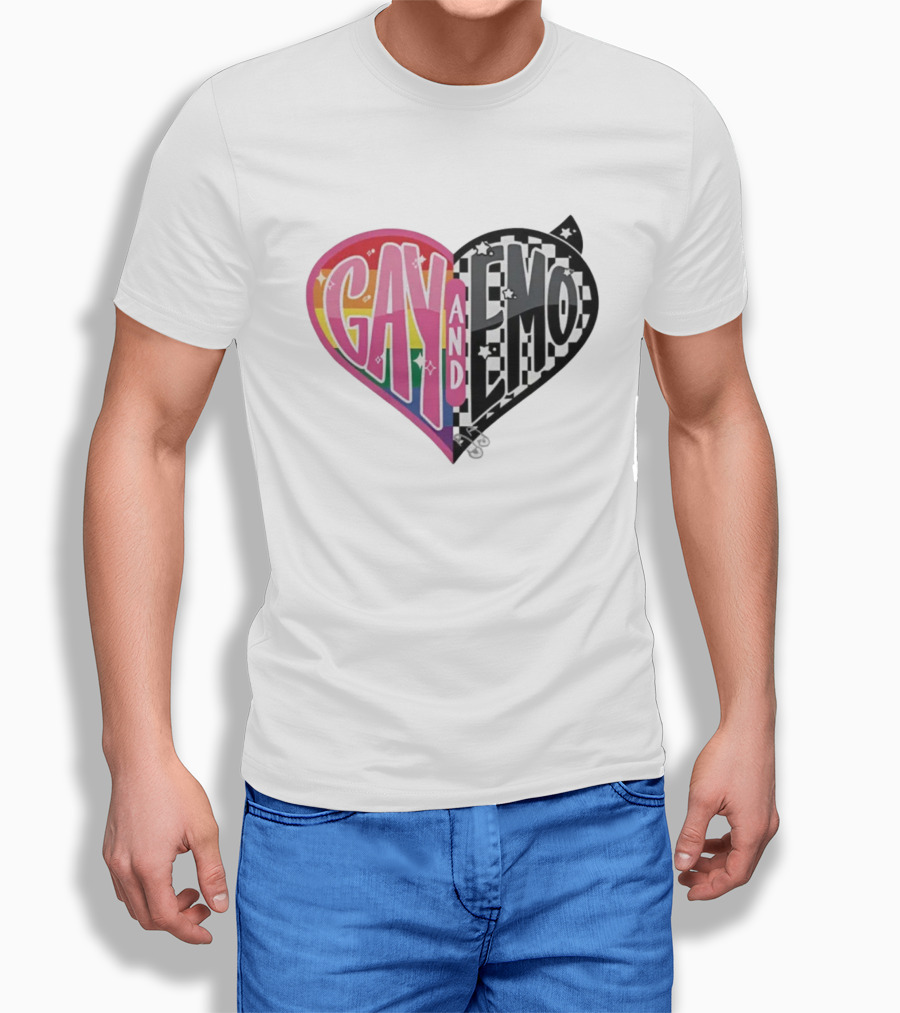 Jessie Paege Gay And Emo Heart Rainbow Checkerboard T-Shirt
